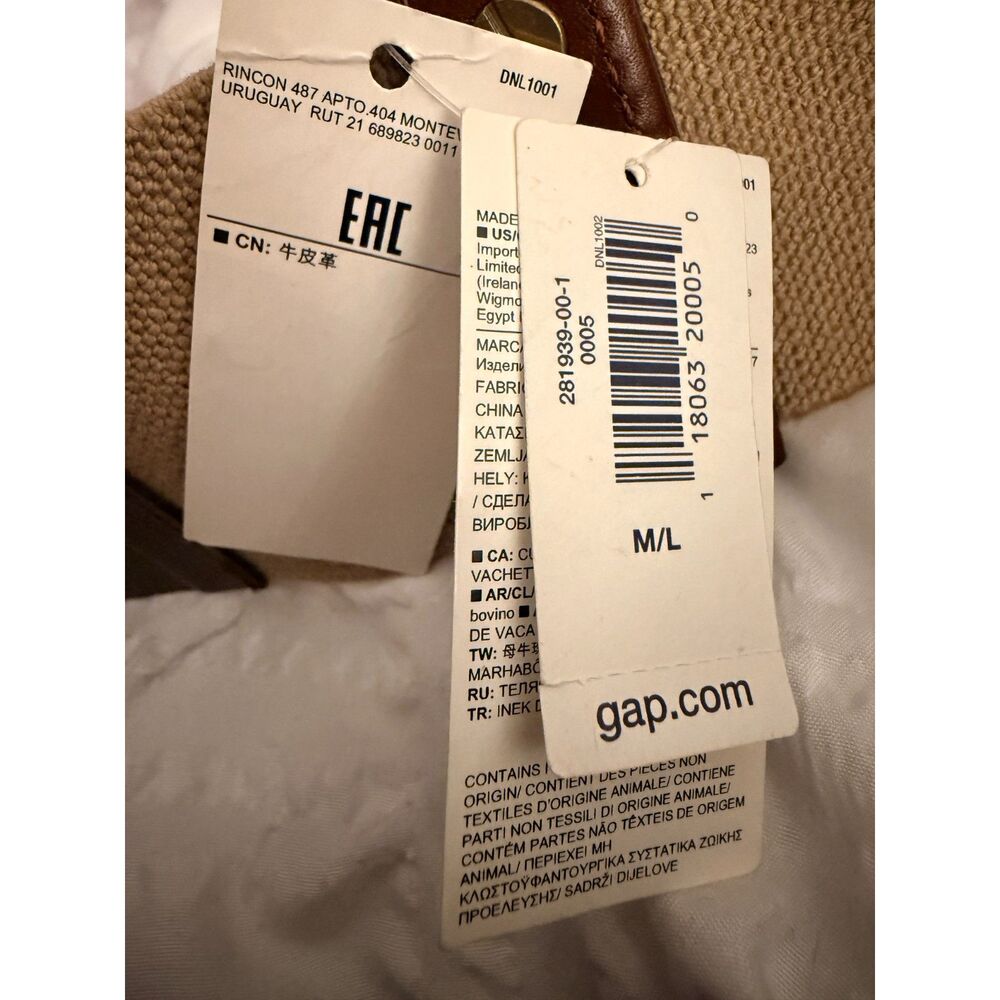 NWT Gap Canvas and Brown Leather Belt size M/L - Picture 3 of 7